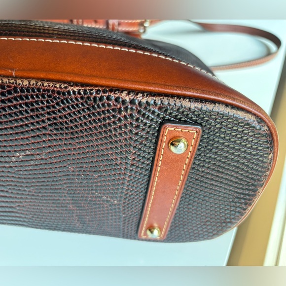DOONEY AND BOURKE Embossed Lizard Zip Zip Satchel Brown Leather Trim - Picture 14 of 17